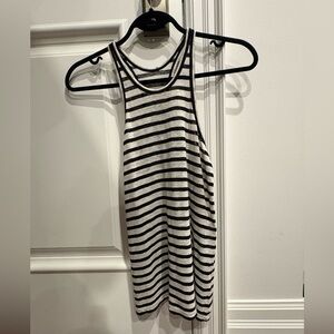 Alexander Wang Linen Silk Striped Racerback Tank | Black White | Small